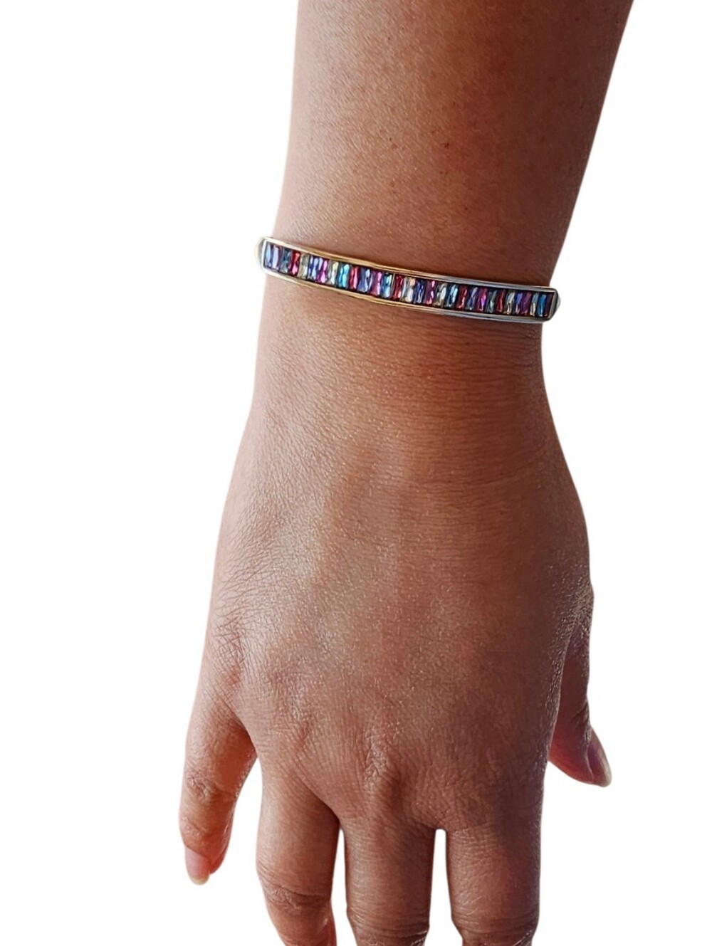 Kendra Scott Multicolor Baguette Cut Nano Gems Silver Tone Bracelet w Slider